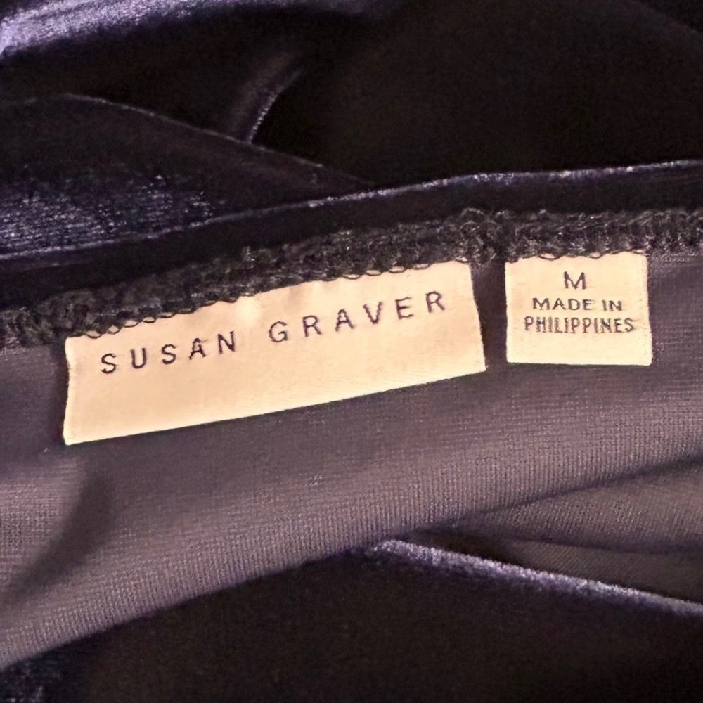 Susan Graver Womens Tunic Top Medium Velvet Cowl Neck Navy - Picture 7 of 14
